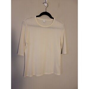 TSE Ivory Cotton Elbow Sleeve Basic Top Sz M